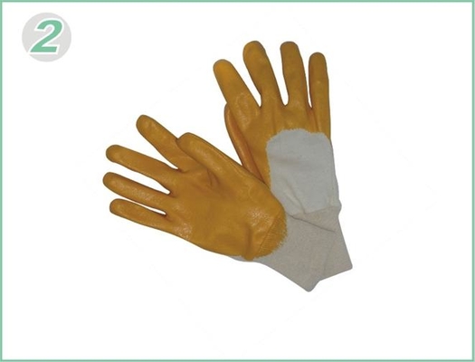 Malha Cuff nitrilo amarelo revestimento protetor mão luvas com aberto de volta